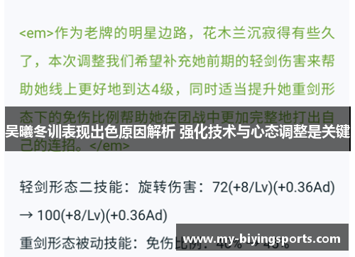 吴曦冬训表现出色原因解析 强化技术与心态调整是关键